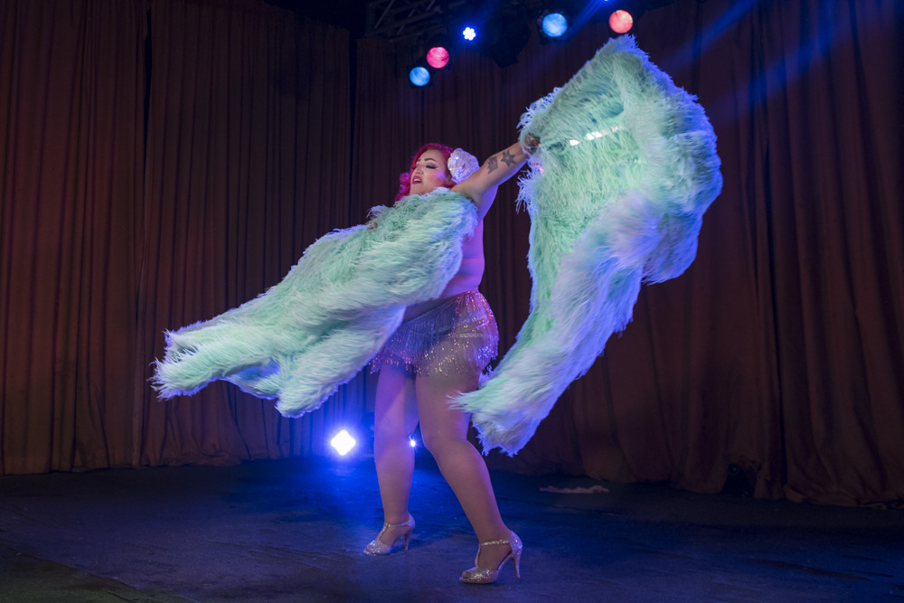 Bella Sin performing at the 8th Annual International Ohio Burlesque Festival in 2018