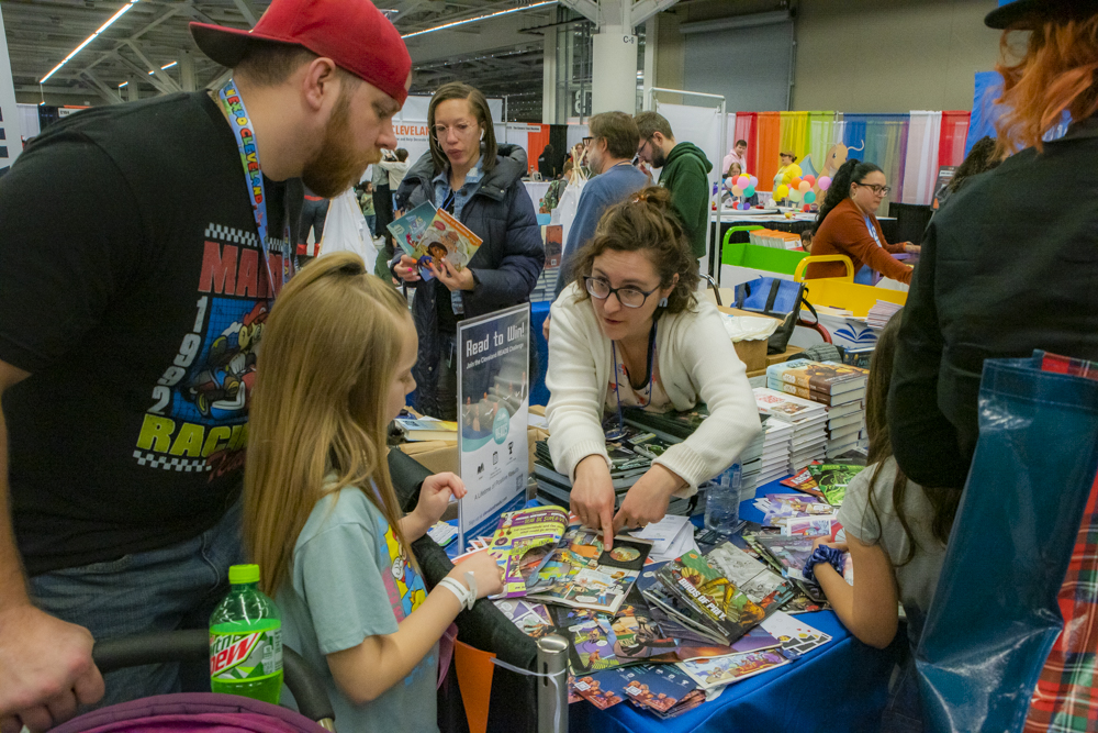 Cleveland Reads at the Cleveland Public Library booth at Fan Expo 2023