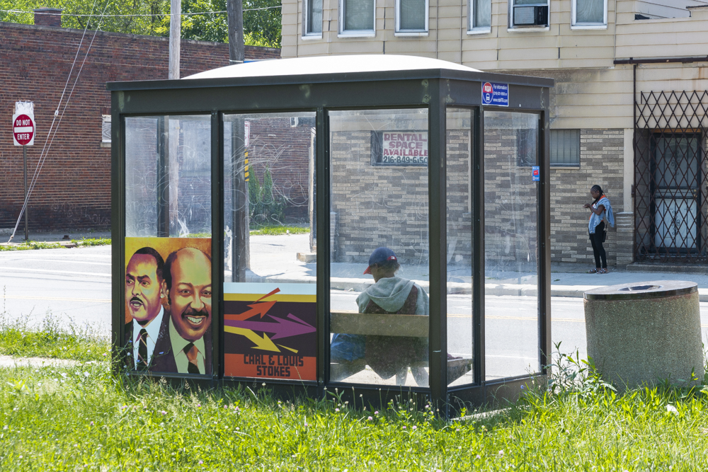 Bus stop art by mr. soul at E 131st and Glendale