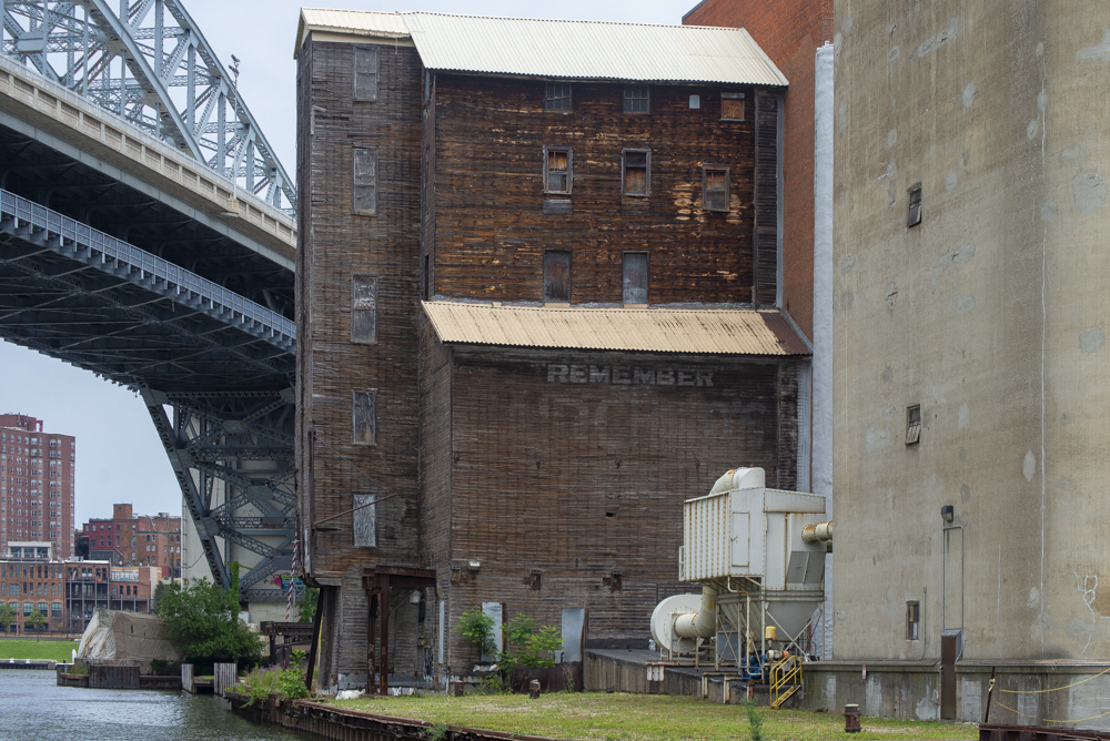 The Grain Craft Inc. flour mill on the Cuyahoga River next to the Detroit-Superior Bridge