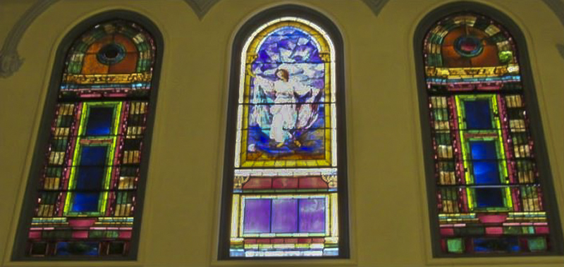 Stained-glass window by artist John La Farge at New Life At Calvary