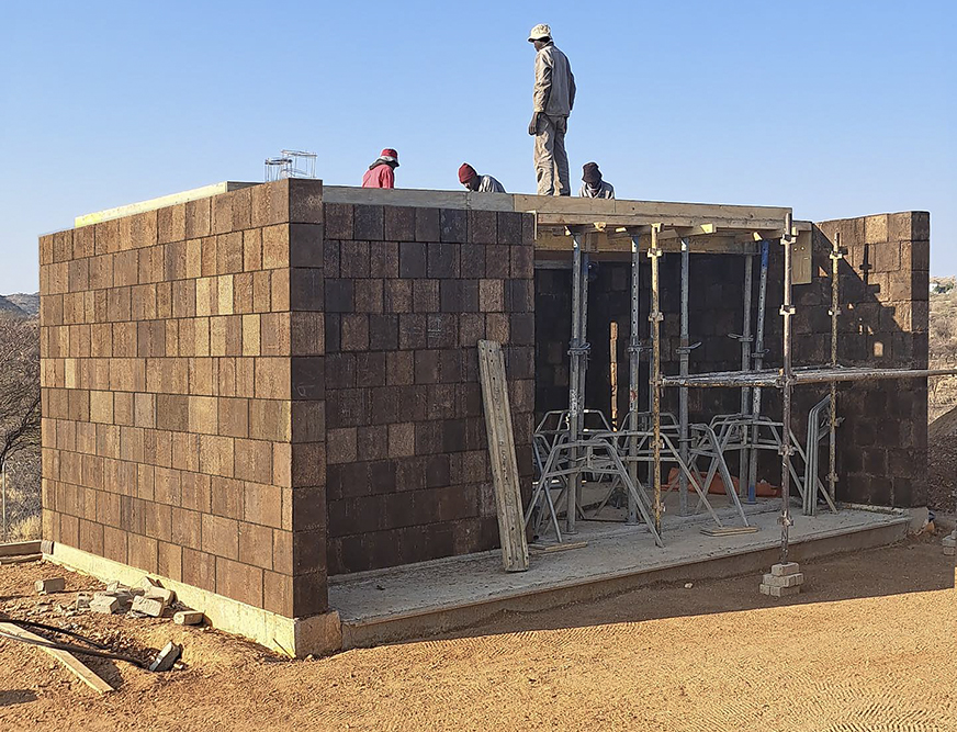 This structure in Namibia was made from mycelium bricks bio material, the waste of gourmet mushroom cultivation