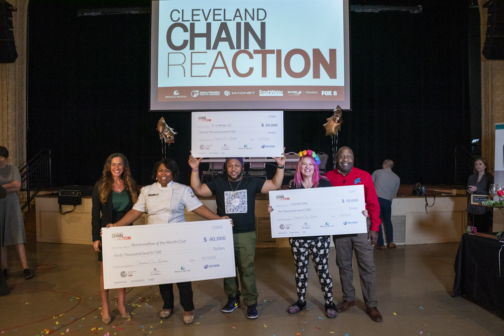 Cleveland Chain Reaction 2023 winners with Kenny of Channel 8's Kicking it with Kenny at the LaSalle Theater