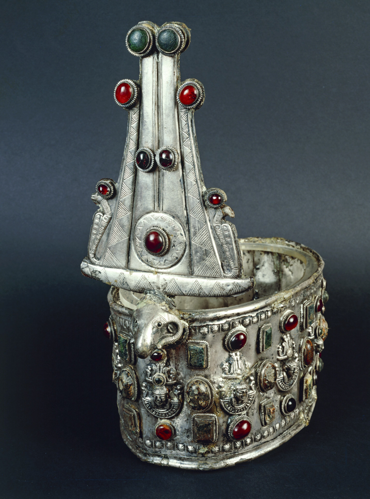 Royal crown from Ballana made of silver with inlaid jewels 3rd-6th century A.D. - Egyptian Museum, Cairo