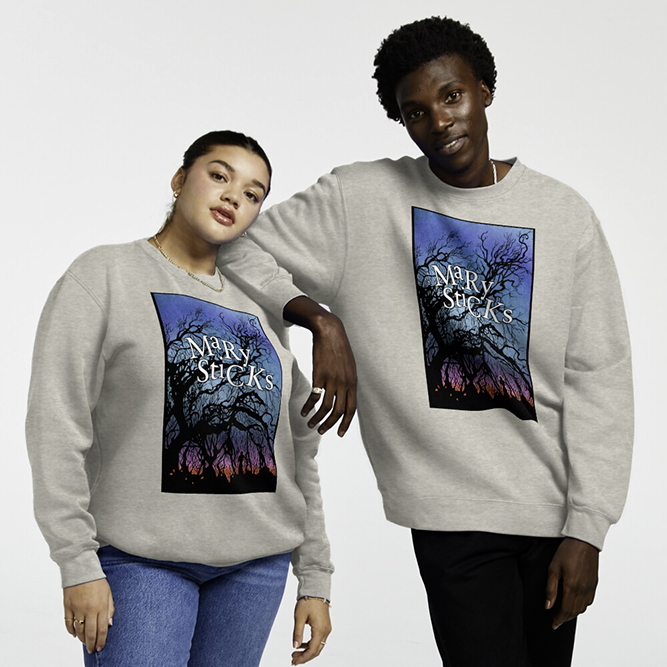 Small has various items with his Mary Sticks artworks for sale on Redbubble