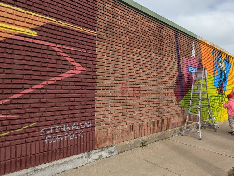 Elevate the East mural in progress