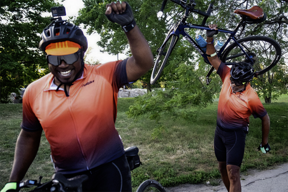 Donnie Seals Sr (right), with his son, Eric Seals from the film “Bike Vessel”