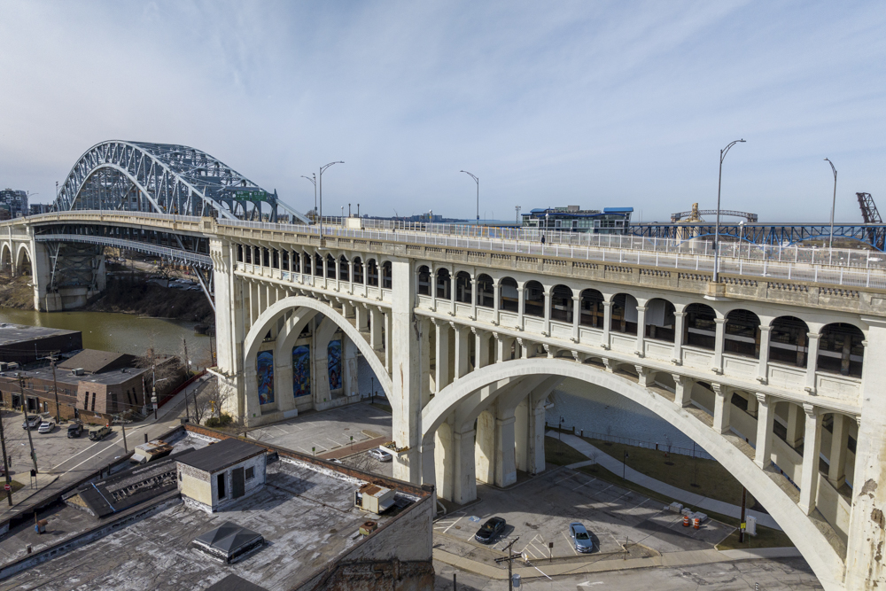 Veterans Memorial Bridge over Canal Basin Park