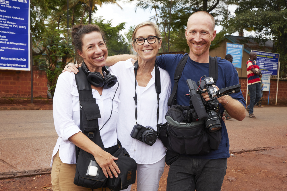 American Delivery Producer Lisa Frank (left), Director Carolyn Jones and cinematographer Jaka Vinsek in Tanzania
