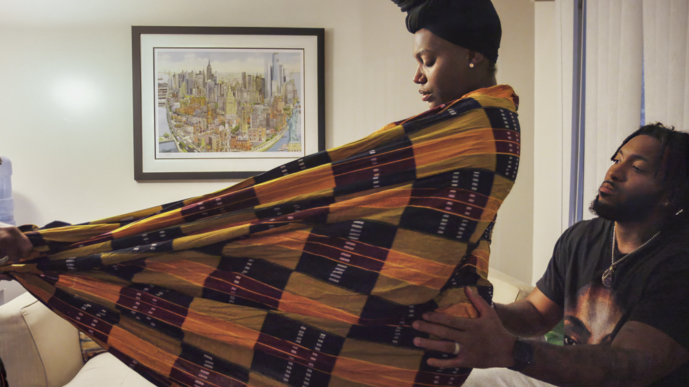 American Delivery still - Dominique in labor at the Brooklyn Birthing Center