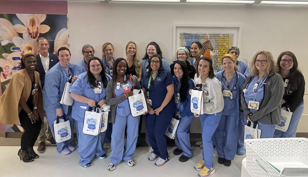 Nurses from University Hospital Ahuja Medical Center in Northeast Ohio received gift bags and goodies from Fifth Third as a thank you for all the support they provide to new moms and their babies