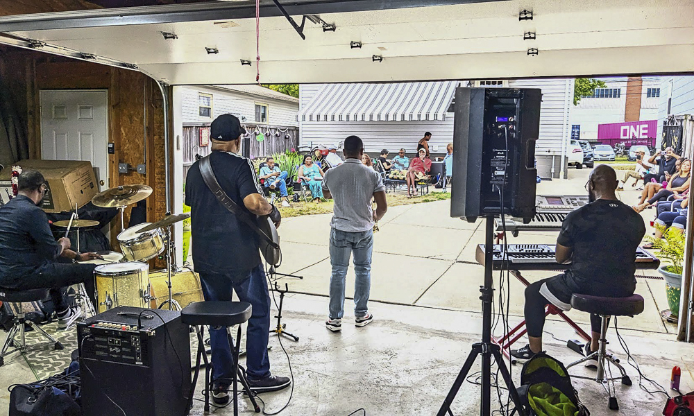 Members of Forecast perform in a series called  Sundown Jazz at V's Place.