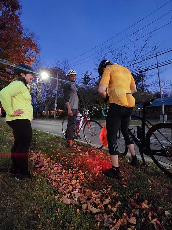 Bike Cleveland volunteers canvased the near West Side last week, offering bike light sets to riders