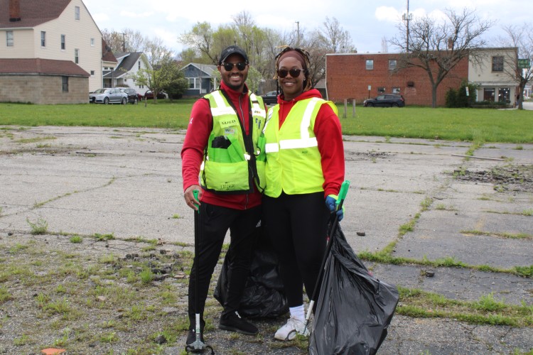 Picking up trash at The Big Clean