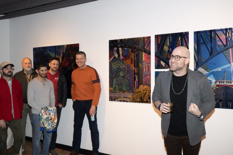 Jason Toth in front of “THE LAND, of Hope and Dreams.”