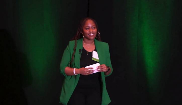 Ariana Smith pitching Mental Health Matters: Youth Summit at Accelerate 2024