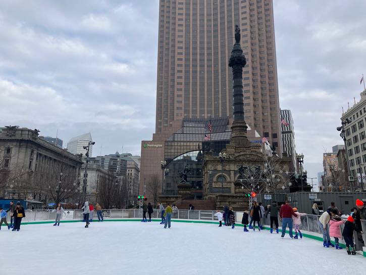 Ice skating on Public Square.