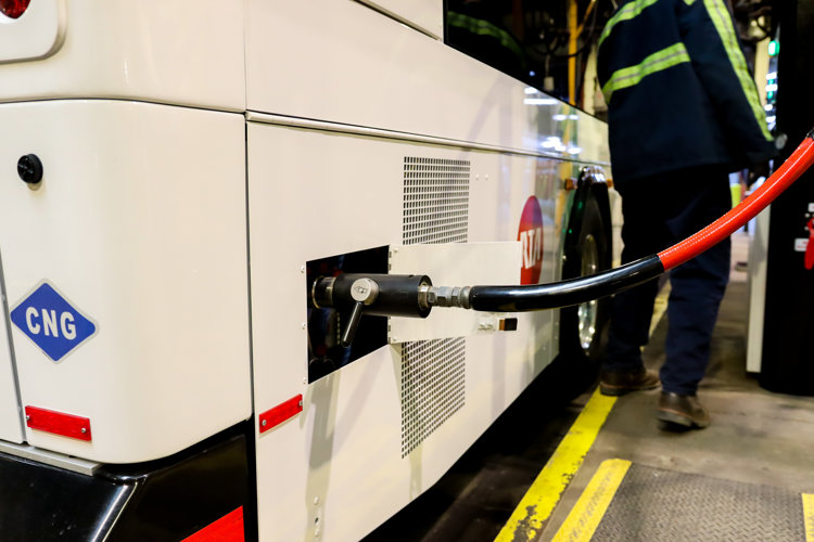 Refueling a CNG RTA bus