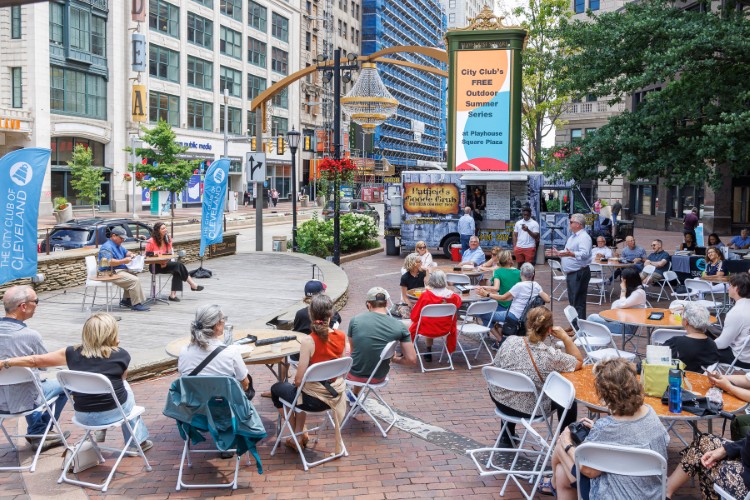 The City Club of Cleveland hosts forum attendees at Playhouse Square at the 2024 Summer Series.