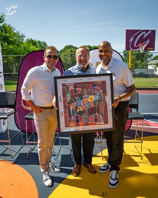 Nic Barlage, Rock Entertainment Group CEO, Ken Taylor, Ohio Cat president and chairman of the board, and Kevin Clayton, Cleveland Cavaliers EVP and chief impact and equity officer.