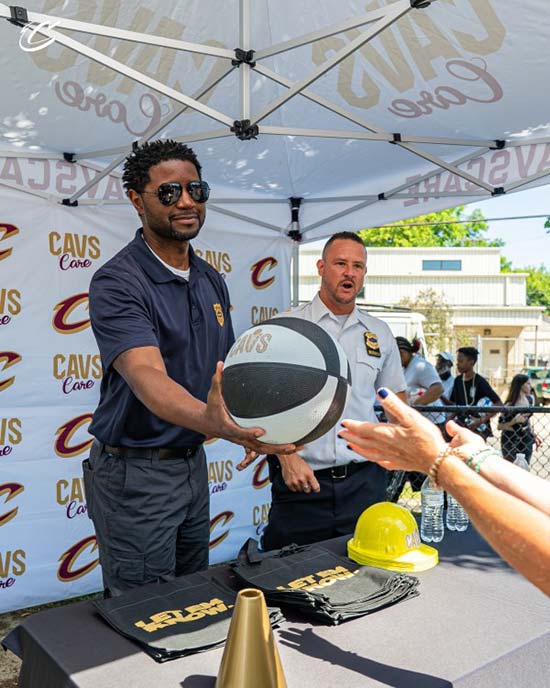 Members of the Hispanic Police Officers’ association and the Cleveland Police Division of Police passed out basketballs to the youth at the event.