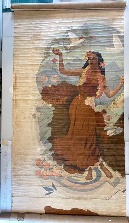 William C. Grauer."South Seas Dancer" mural panel is currently being restored by Cerulean Conservation.
