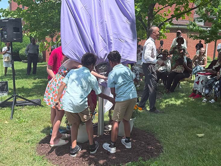 The unveiling of the John Jordan historical marker