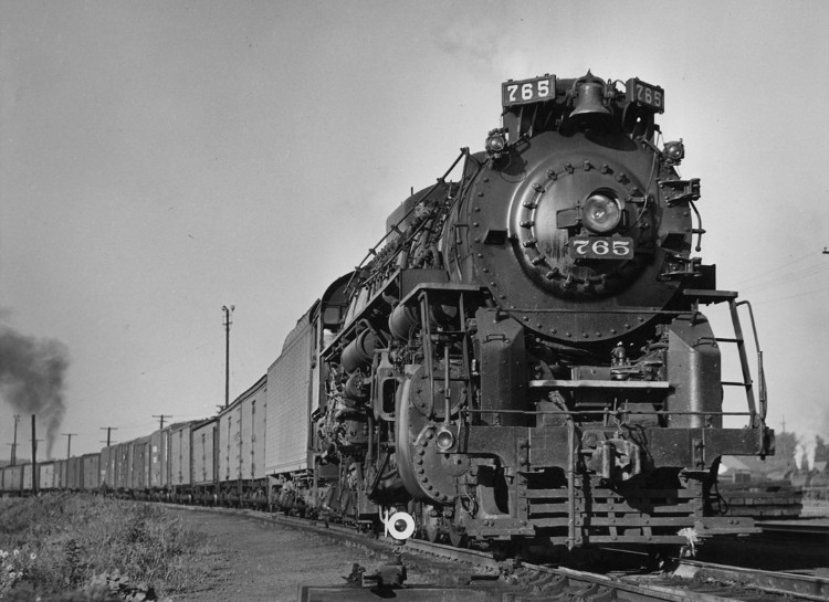 Locomotive No. 765 in Bellevue, Ohio not long after leaving the Lima Locomotive Works in 1944.