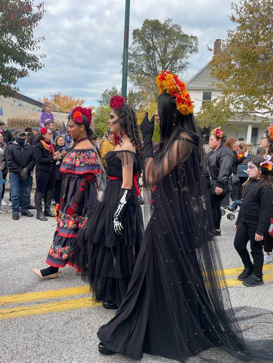 Ladies in black in the parade.