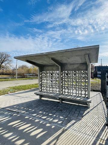 Edra Soto's "La Distancia" is a permanent RTA bus shelter and community gathering place.