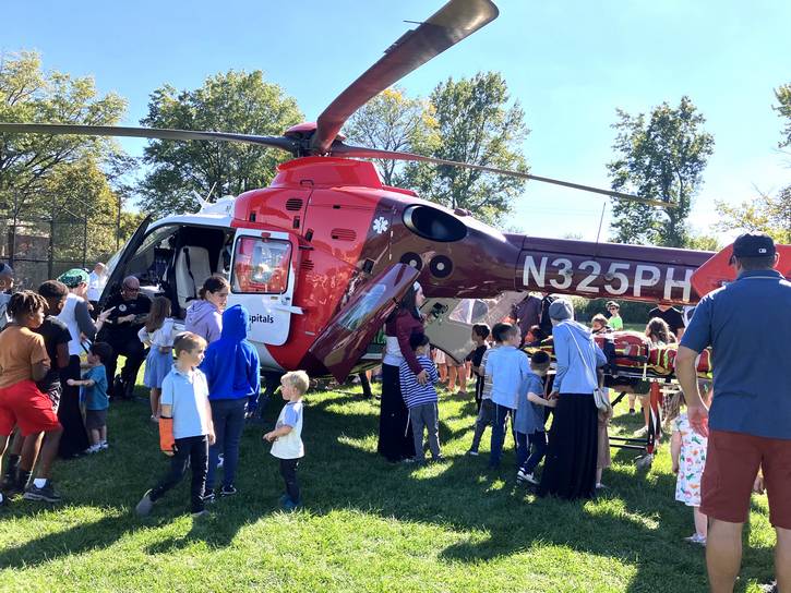 Attendees tour the University Hospitals AirMed helicopter.
