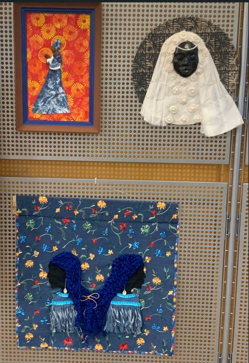 CCPL Parma-Powers Art Wall Spring 2024 Show. The bottom photo is the Ibeji piece Chad Lowther bought for his twin sister.