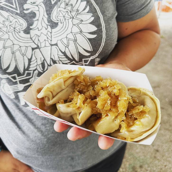 The Pierogi Lady offers a variety of pierogi's, including vegan options.