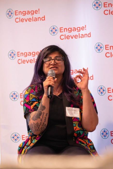 Gulnar Feerasta, managing director of the LGBT Center of Greater Cleveland at the 2024 Engage! Cleveland conference.