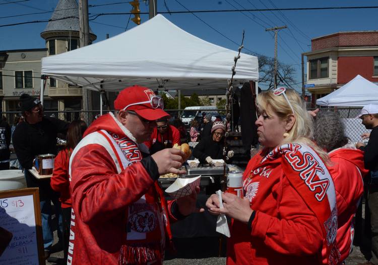 Dressed up and enjoying the food and drink at Dyngus Day.