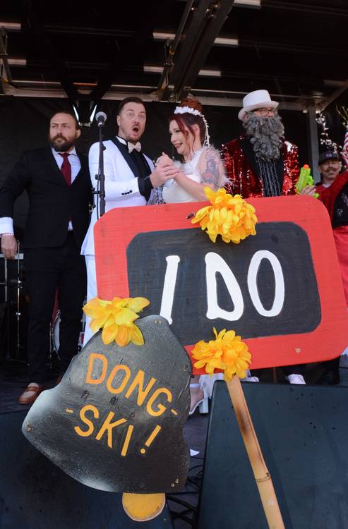 DJ Kishka and the minister with Becki Locke and James Sheehe.