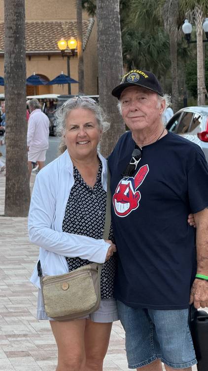 Tim and his partner and caregiver Linda, enjoying the Florida warmth.