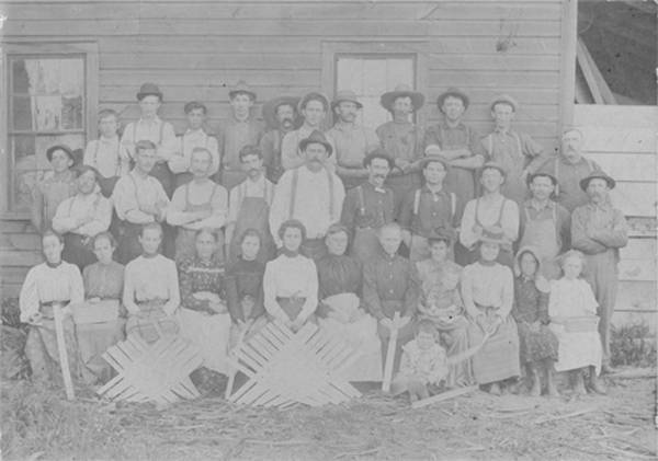 The Prasse Basket Factory in 1860, at the corner of Green and Mayfield Roads.