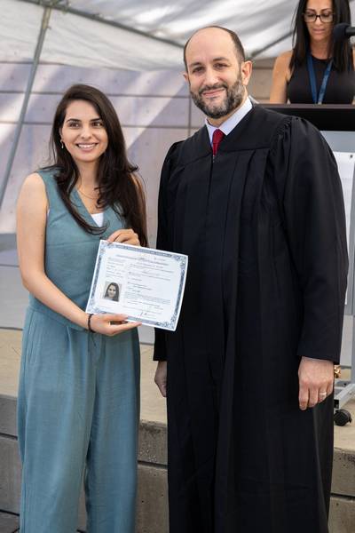 The Naturalization Ceremony at the Centennial Peace Plaza.