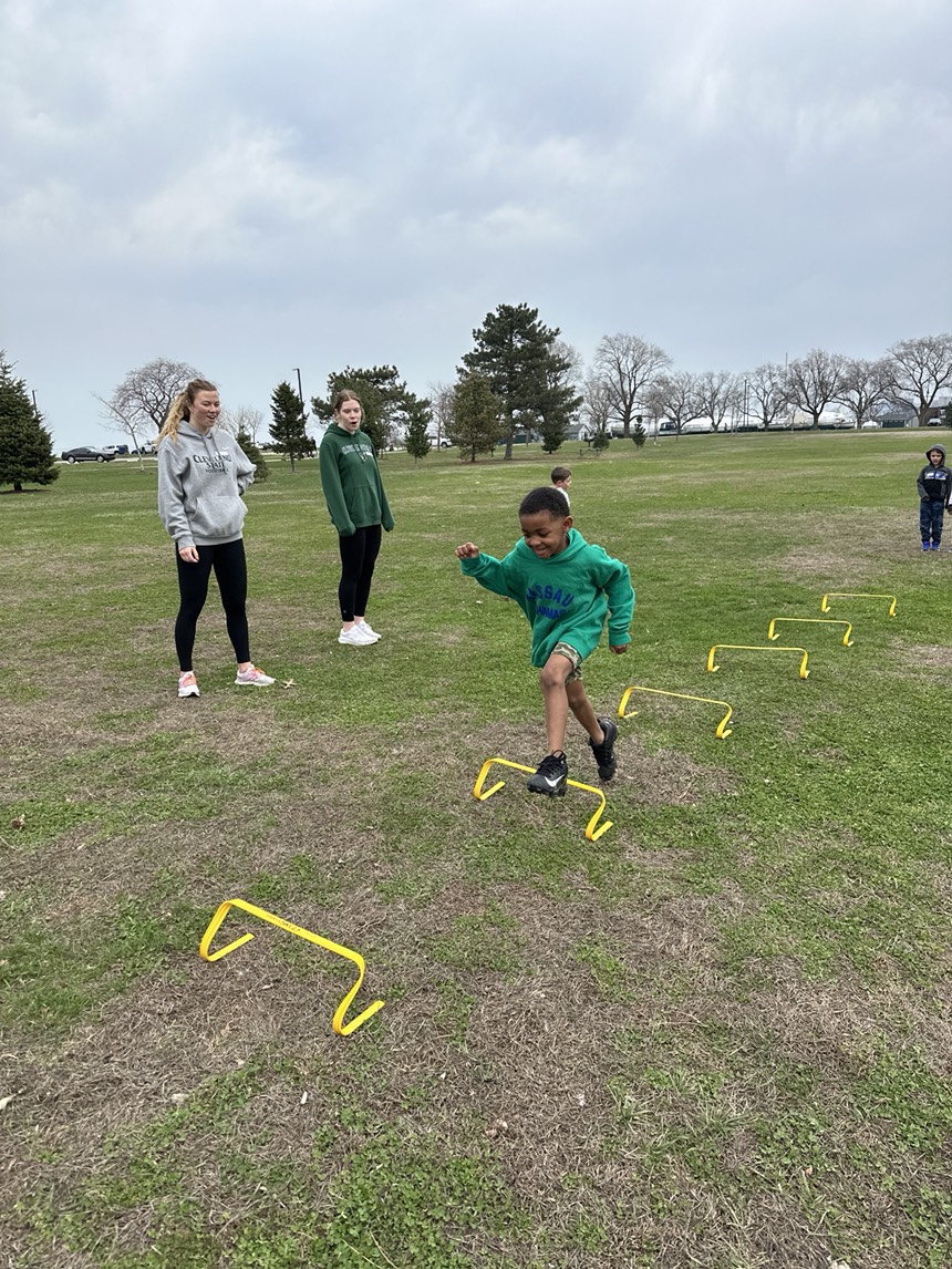 Running exercises at Edgewater Park.