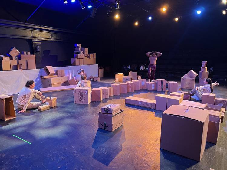 A 'Boxed' rehearsal at Cleveland Pubic Theatre