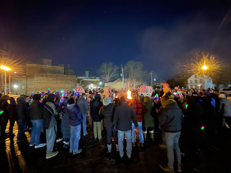 The crowd begins to gather to witness the Kurenti chase away winter.