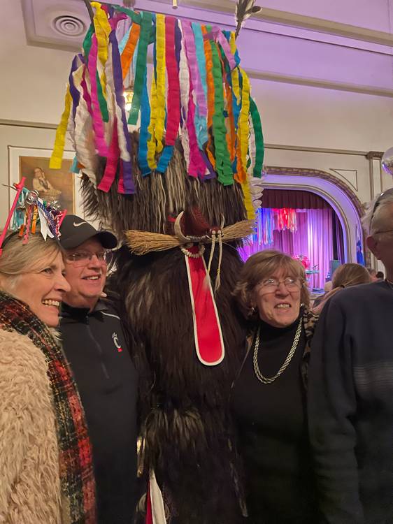 Posing with a very tall Kurent.