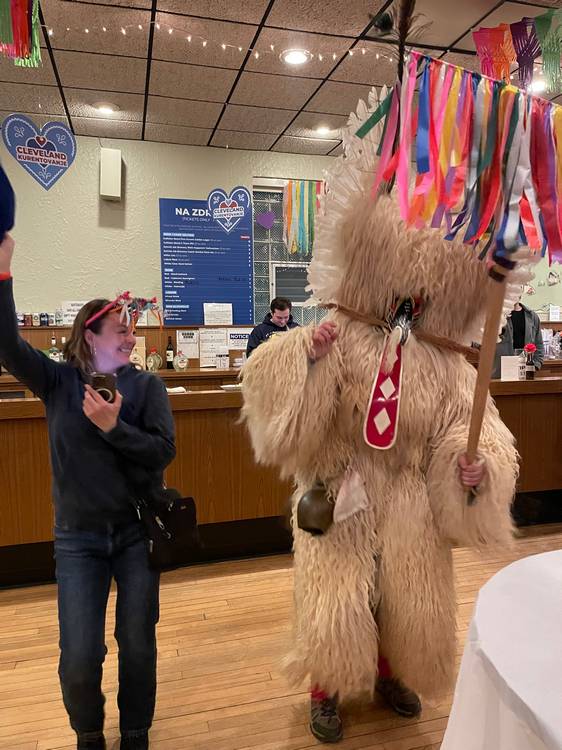 Leah loved dancing with the Kurent.