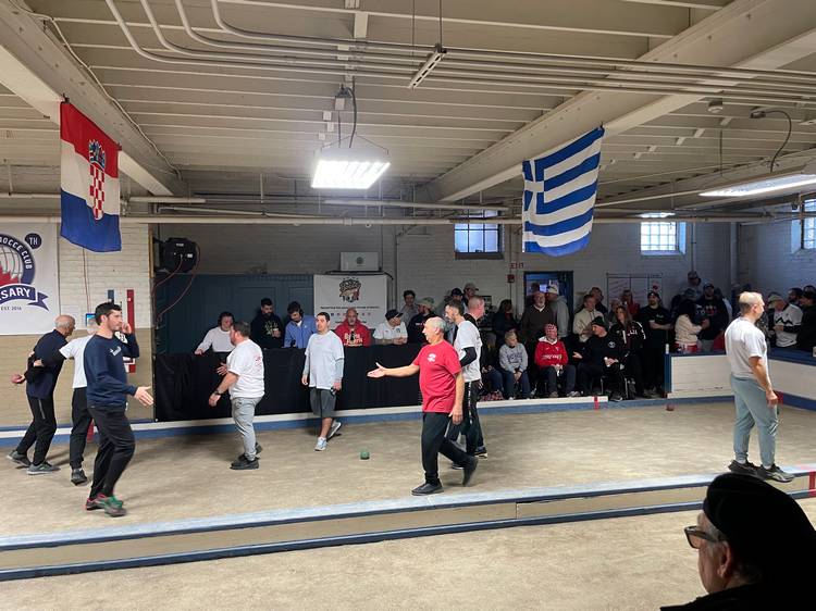 Cleveland Kurentovanje guests enjoyed bocce ball in the Slovenian National Home.