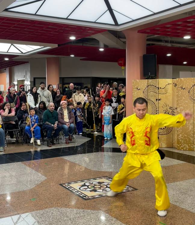 Students and masters from Great Wall Kung Fu Center demonstrate their skills.