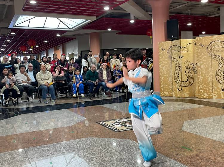 Students and masters from Great Wall Kung Fu Center demonstrate their skills.