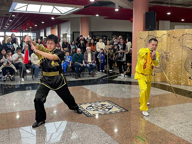 Students and masters from Great Wall Kung Fu Center demonstrate their skills.