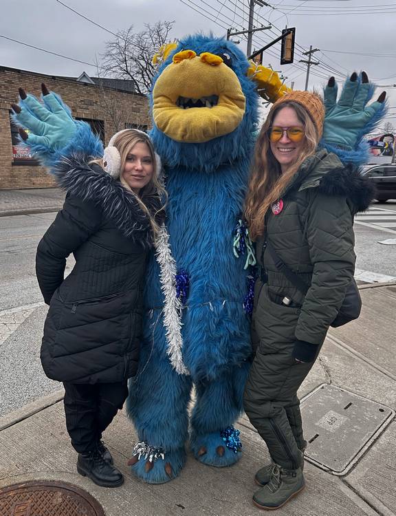 Jenna and Julie were so excited to meet Fluri, the Brite Winter mascot.