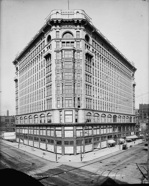 The Rose Building nears completion in 1900. The ceiling heights are 16 feet on the first five floors, then go do to 11 feet heights on floors six through 10. Architect George Horatio Smith also co-designed the Arcade.